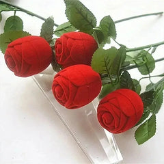 Rose Flower Ring Box Velvet Red (1pc)