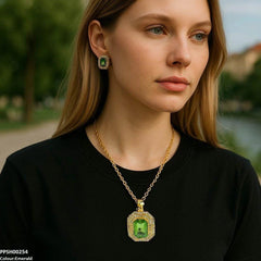 Rectangle Pendant Set for Women – Synthetic Stone Jewelry for Casual, Formal & Party Wear