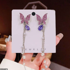 Silver Butterfly Drop Earrings – Elegant & Playful