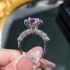 Cathedral Purple Adjustable Ring for Women – Elegant & Stylish Statement Jewelry