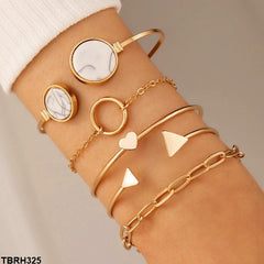 Multi-Shape Bracelet Set (4 Pcs) – Gold Plated Adjustable