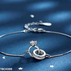 Circle Ring Adjustable Bracelet – Silver Plated with Zircon
