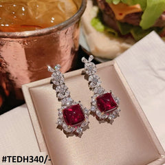 Silver Tear & Square Drop Earrings – Zircon Elegance