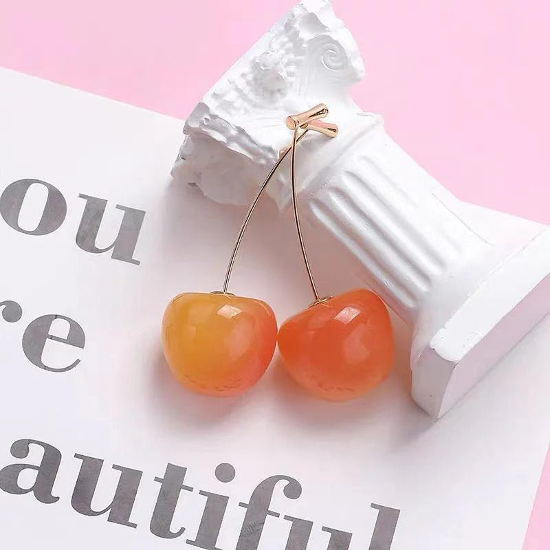 Playful Cherry Drop Earrings – Bold & Fun Statement