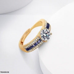 Gold-Plated Round Square Layered Adjustable Ring