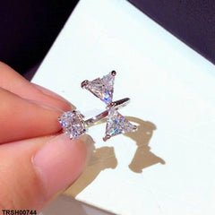 Silver-Plated Adjustable Drum Shape Zircon Ring