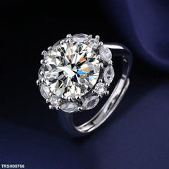 Silver-Plated Adjustable Round Ring – Elegant Zinc/Brass Women’s Jewelry