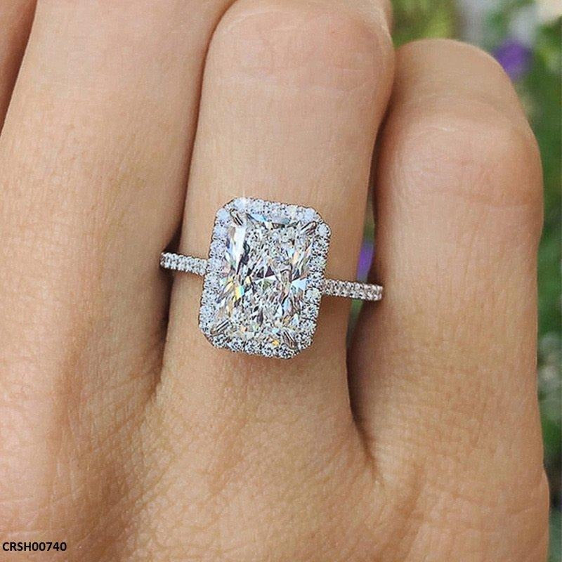 Golden-Plated Zircon Rectangle Shape Ring – Women’s Sizes