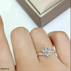 Gold-Plated Moissanite Round Cut Ring