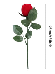 Rose Flower Ring Box Velvet Red (1pc)