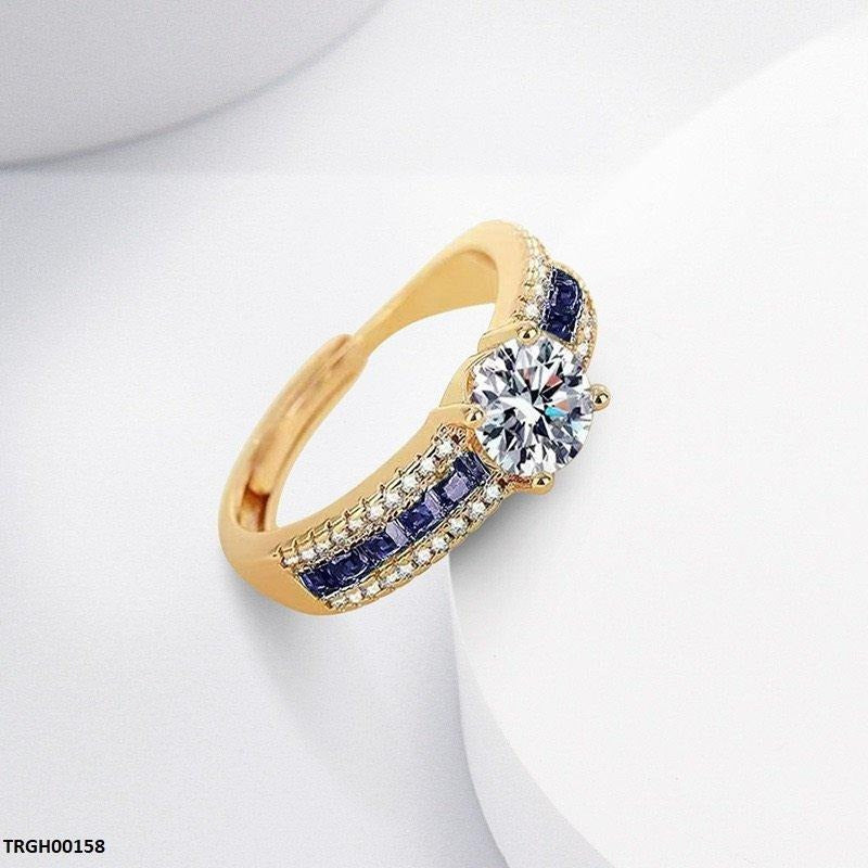 Gold-Plated Round Square Layered Adjustable Ring