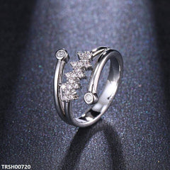 Silver-Plated Double Face Trendy Ring