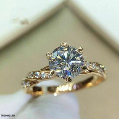 Gold-Plated Moissanite Round Cut Ring