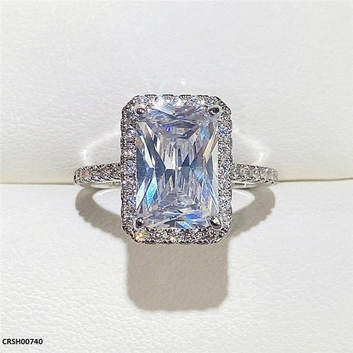 Golden-Plated Zircon Rectangle Shape Ring – Women’s Sizes